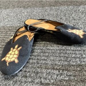 STUBBS AND WOOTTON EMBROIDERED TURTLE SLINGBACK SHOES 8.5